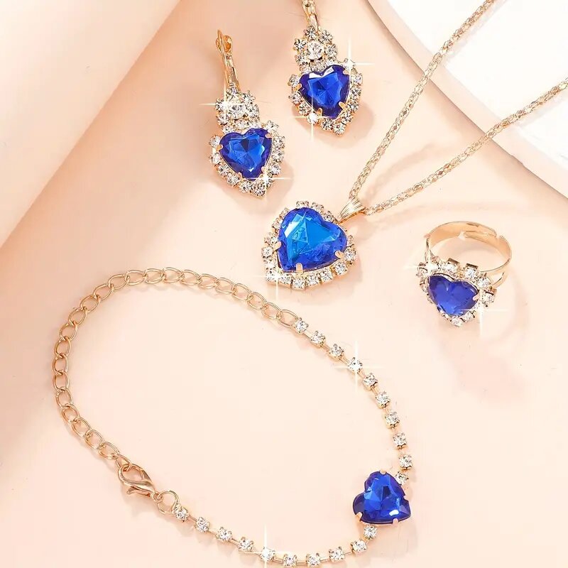 SET CRISTALINO BLUE | Reloj + collar + aretes + anillo + brazalete