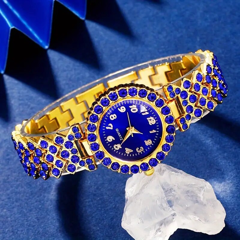SET CRISTALINO BLUE | Reloj + collar + aretes + anillo + brazalete