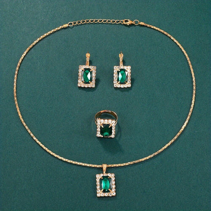 JOYERIA DE LUJO! SET ESMERALDA REAL (RELOJ, COLLAR, ANILLO Y ARETES)