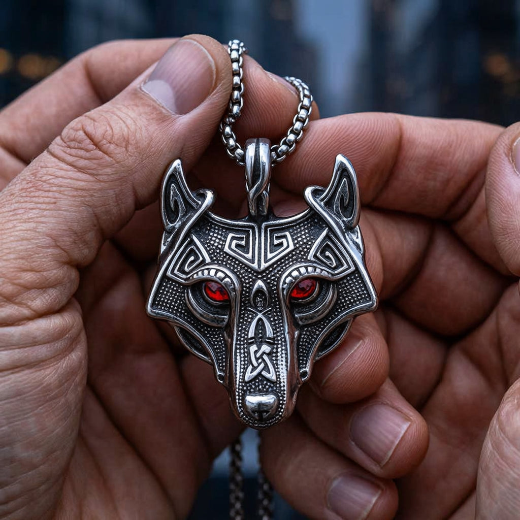 COLLAR FENRIR™ · Lobo Nórdico Vikingo Acero + Ebook y Guía de Símbolos