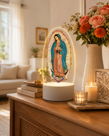 LÁMPARA LUZ DE FE™ · Virgen de Guadalupe · Luz LED Nocturna Devocional · Regalo