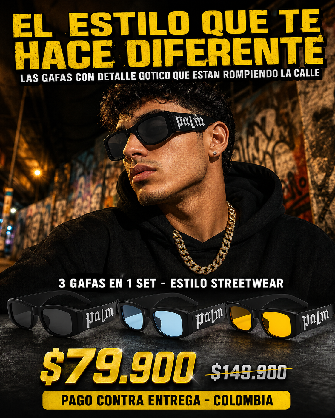 SET TRIO STREET ICON™ · 3 Gafas Estilo Gótico Urbano Y2K