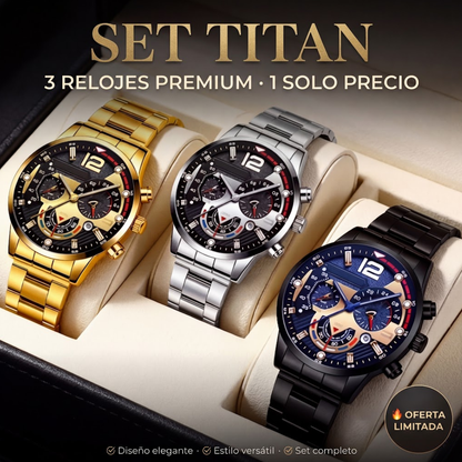 EDICION LIMITADA! SET X 3 RELOJES TITAN | Oro, Plata y Negro