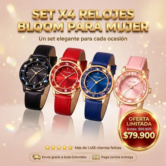 OFERTA DEL MES! SET X4 RELOJES CRYSTAL BLOOM
