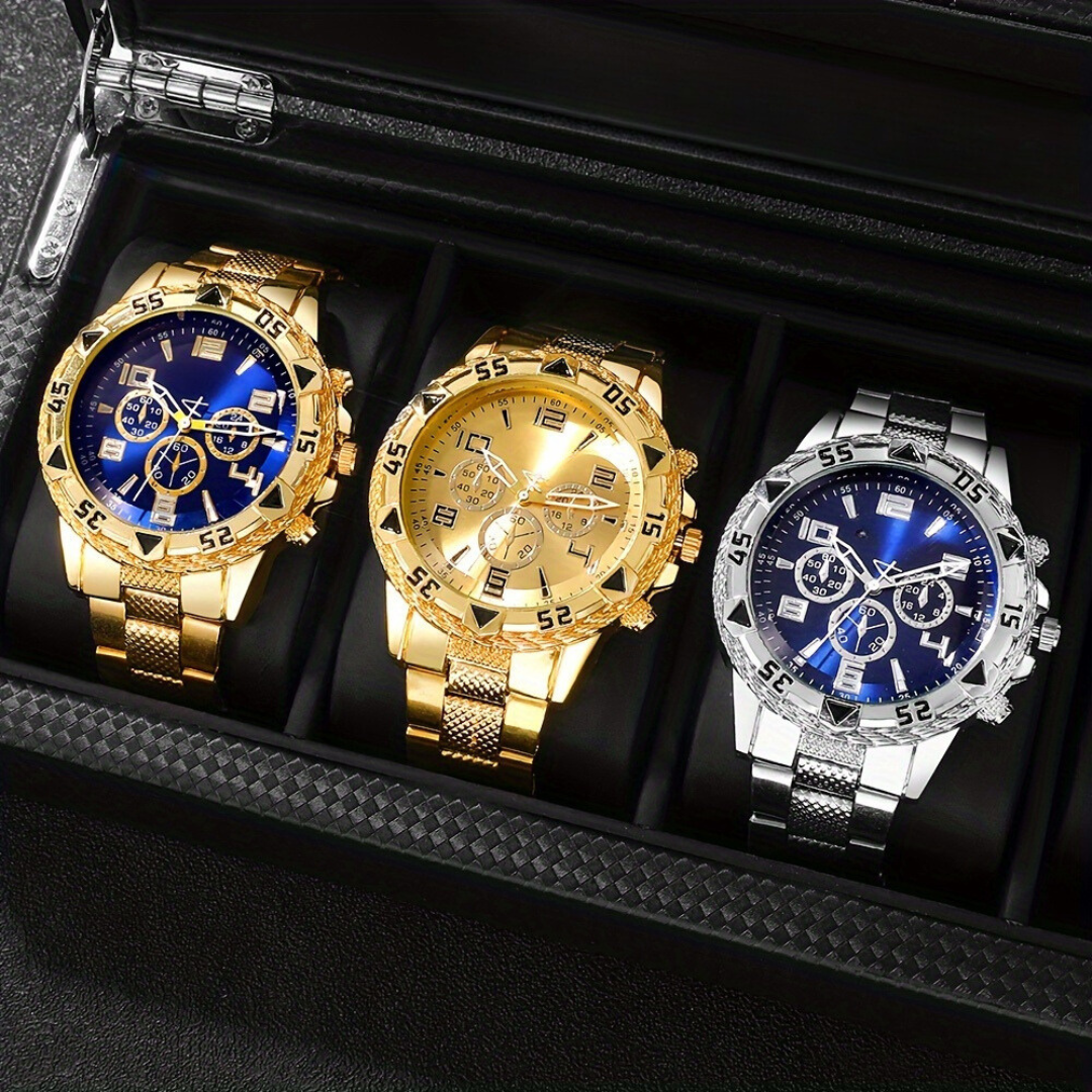 SET EMPEROR CHRONOS™ · 3 Relojes Hombre · Cronógrafo Acero Premium