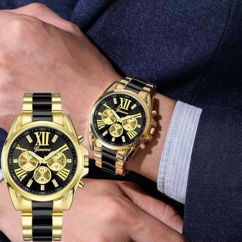 SET DUO BARÓN GOLD™ · 2 Relojes Hombre Cronógrafo Dorado · Aristócrata Edition