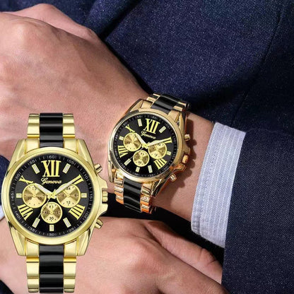 SET DUO BARÓN GOLD™ · 2 Relojes Hombre Cronógrafo Dorado · Aristócrata Edition