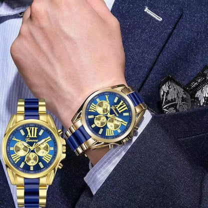 SET DUO BARÓN GOLD™ · 2 Relojes Hombre Cronógrafo Dorado · Aristócrata Edition