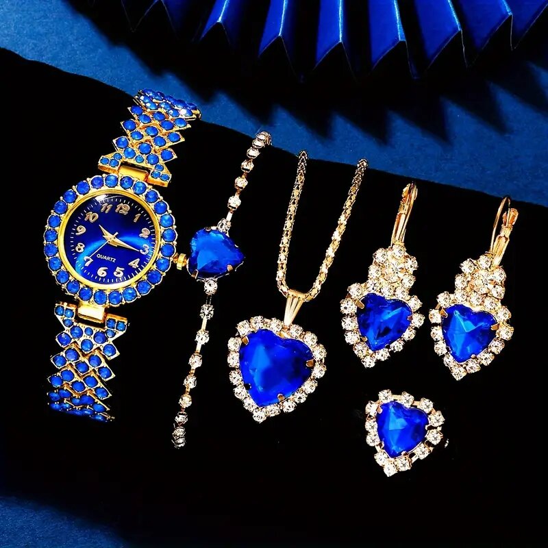 SET CRISTALINO BLUE | Reloj + collar + aretes + anillo + brazalete