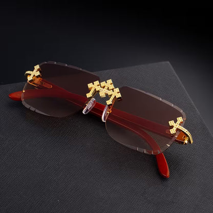 SET TRIO CAOBA™ · 3 Gafas Hombre Rimless · Patas de Madera · UV400