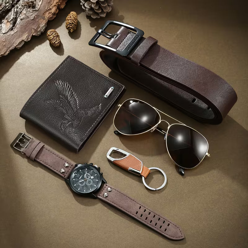 SET EMPIRE™ — Gafas · Reloj · Cinturón · Billetera · Llavero | Caja Regalo | Hombre