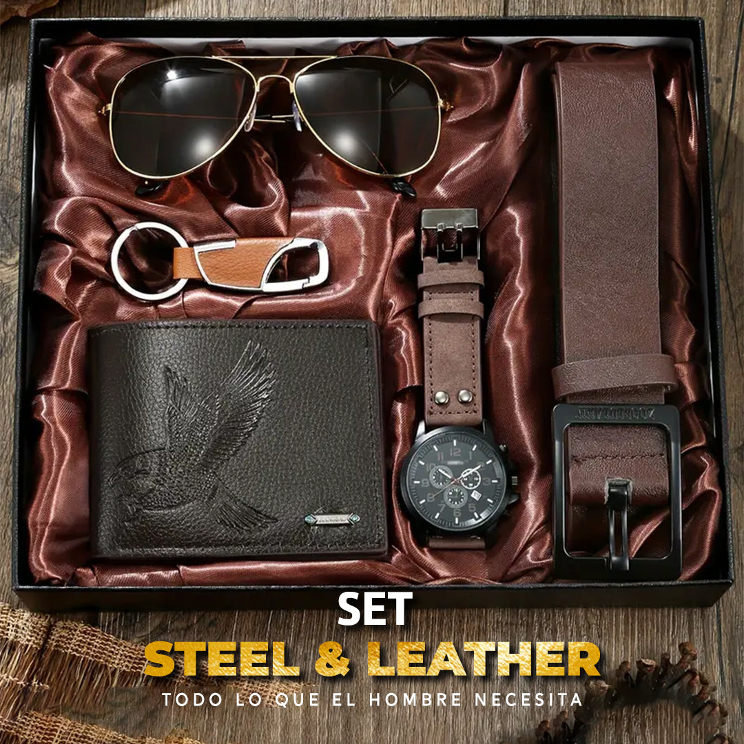 🔥OFERTA LIMITADA🔥SET STEEL & LEATHER